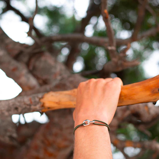 double maillon argent 22 mm kaki