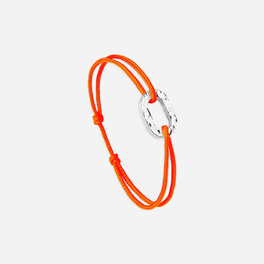 maillon argent martelé 16 mm orange fluo