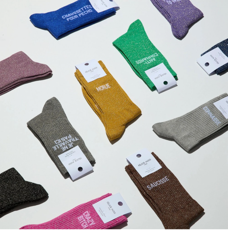 Chaussette Saucisse à paillettes cacao