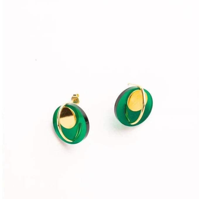 Boucles d'oreilles Astre deluxe vert emeraude, Helmut Paris, vue 1