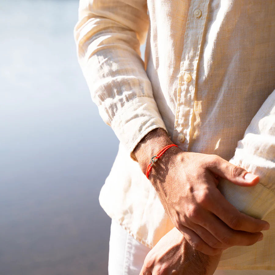 double maillon argent orange fluo