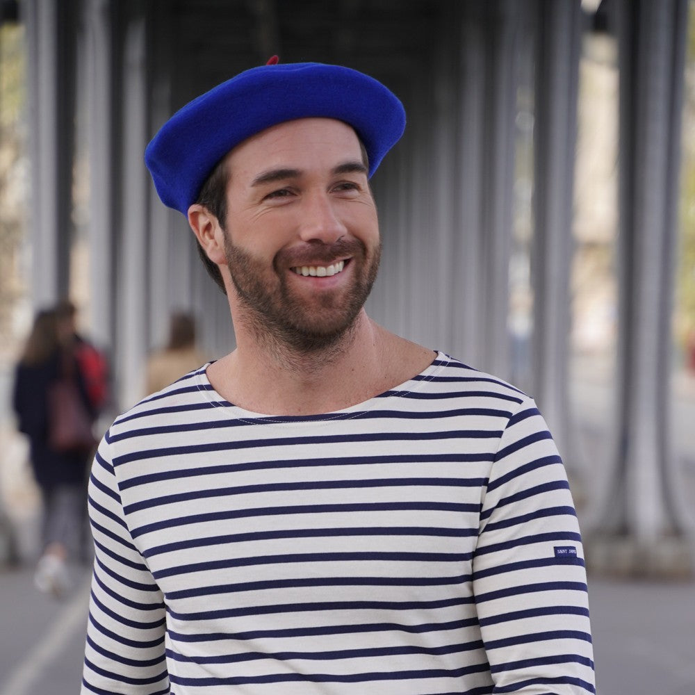 Béret mode bleu royal, Le Béret Français, vue sur mannequin homme