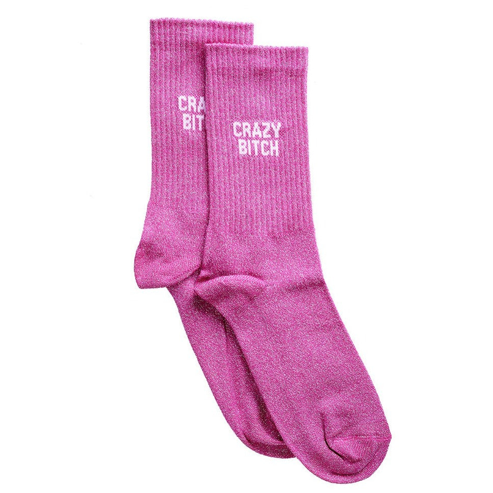 Chausettes Crazy Bitch rose à paillette, Félicie Aussi, vue 1