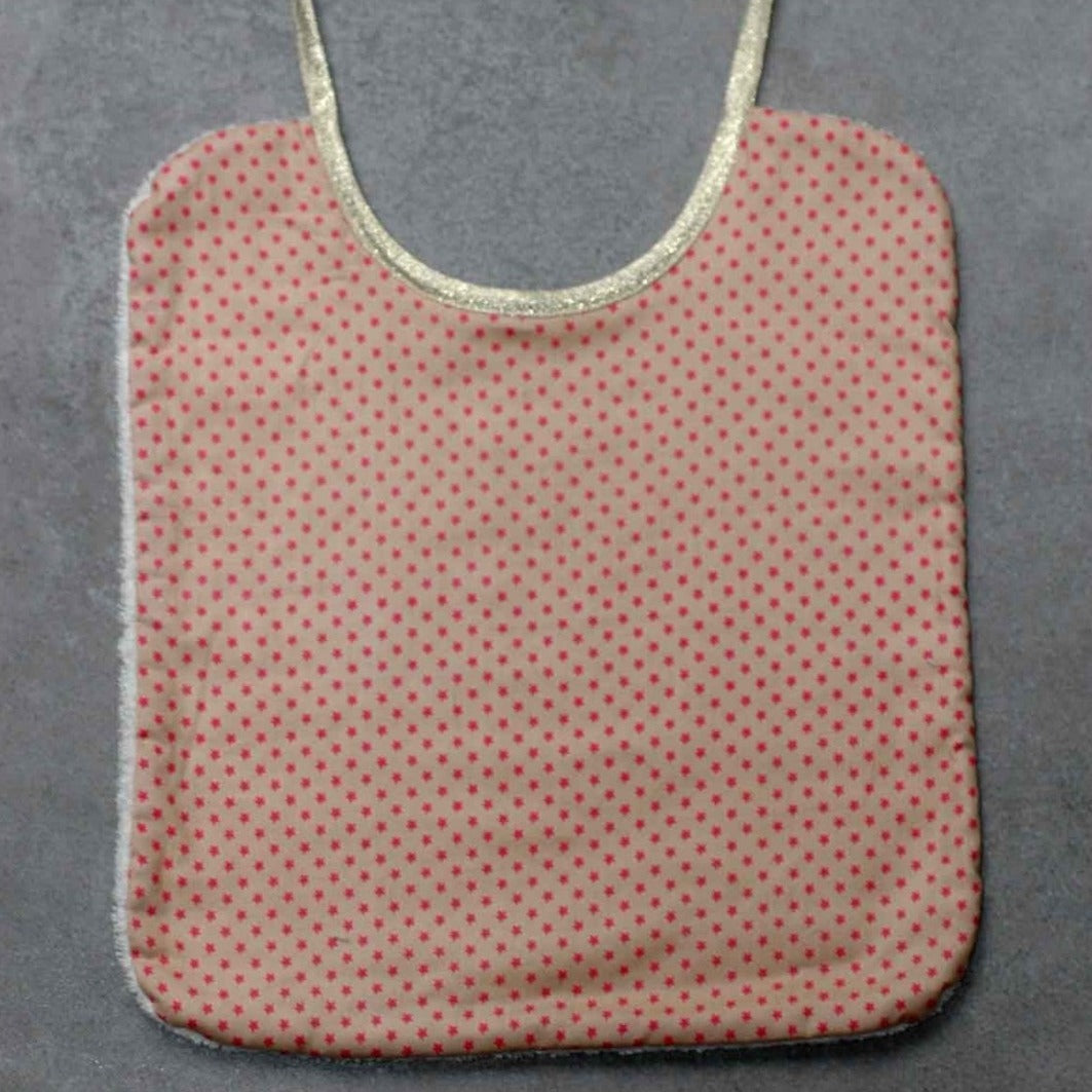 Grand bavoir étoiles rouges - Mauricette vue 1