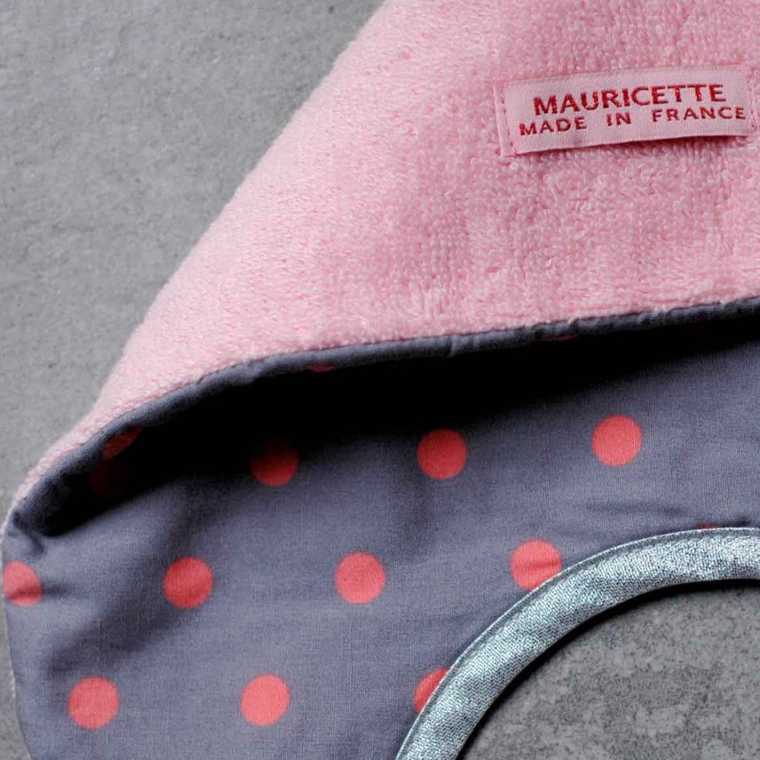 Grand bavoir pois roses - Mauricette vue 2