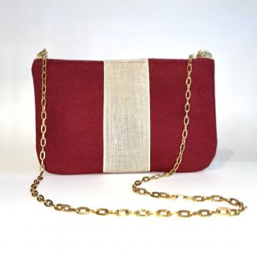 Sac à main bordeaux et doré - Mauricette vue 1