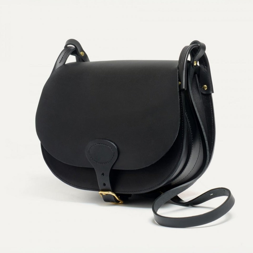 Gibecière Diane L noir Bleu de Chauffe vue trois-quarts