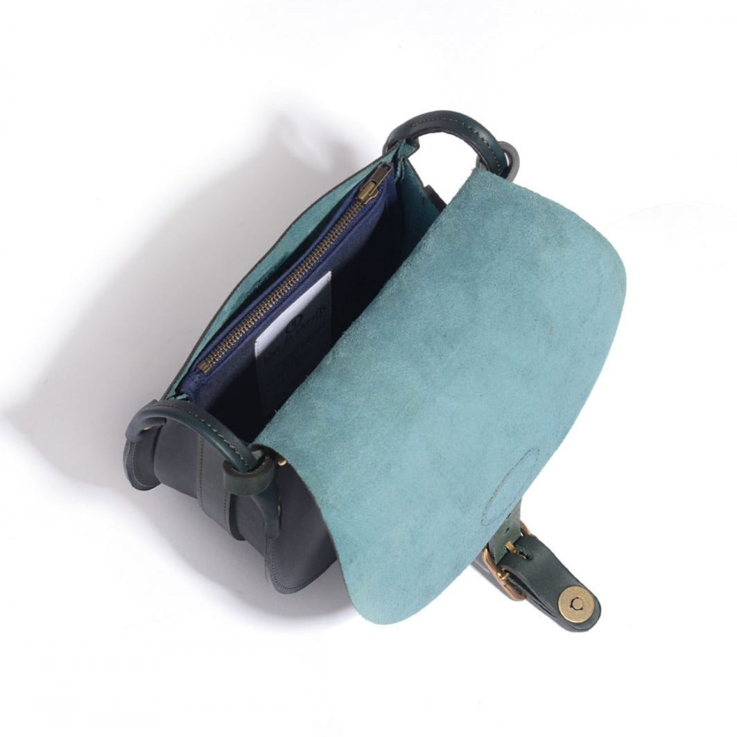 Gibecière Diane M bleu paon Bleu de Chauffe vue intérieur