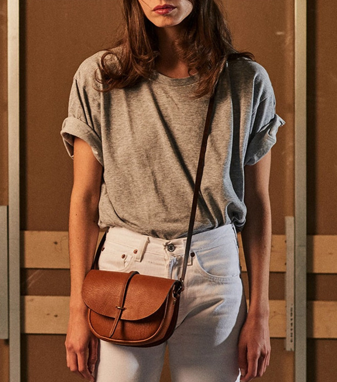 Small postman bag Java brown Bleu de Chauffe Le Bazar Français