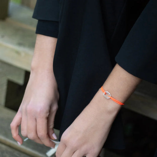 maillon argent martelé 16 mm orange fluo