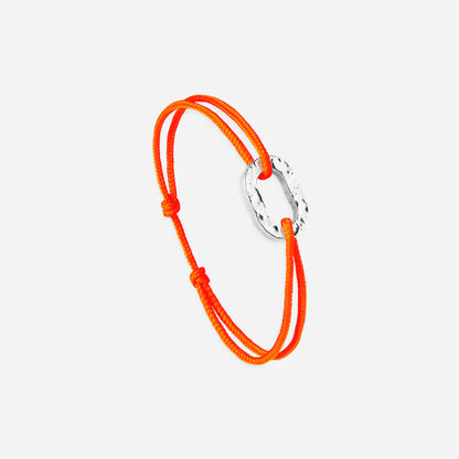 maillon argent martelé 16 mm orange fluo