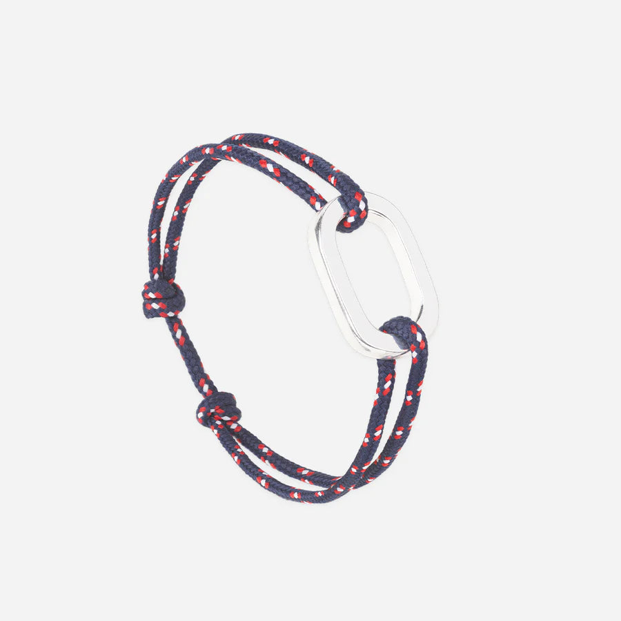 maillon plat argenté 22 millimetres bleu rouge