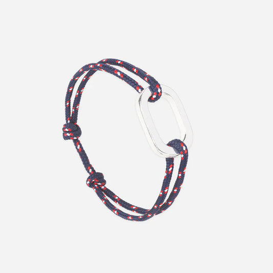 maillon plat argenté 22 millimetres bleu rouge