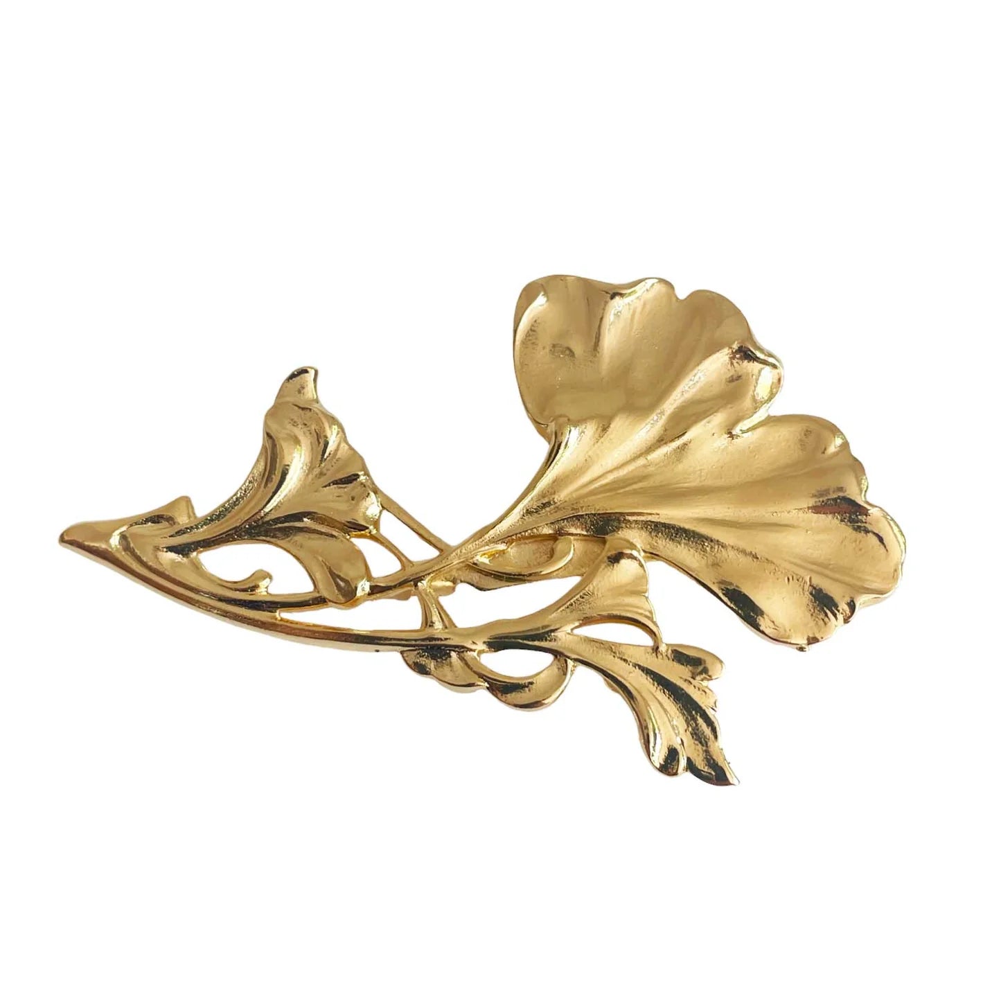 broche doree Gingko-Gm