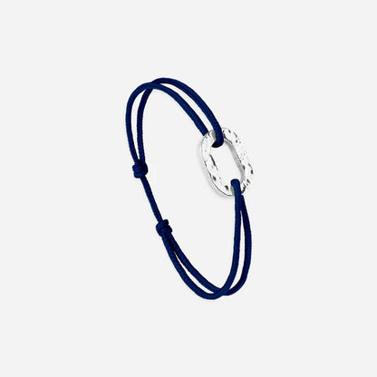 maillon argent martelé 16 mm bleu  marine