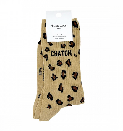 Chaussette Chaton léopard sable