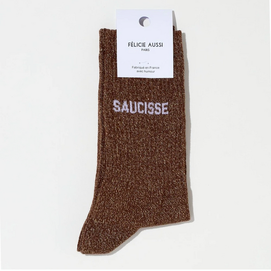 Chaussette Saucisse à paillettes cacao