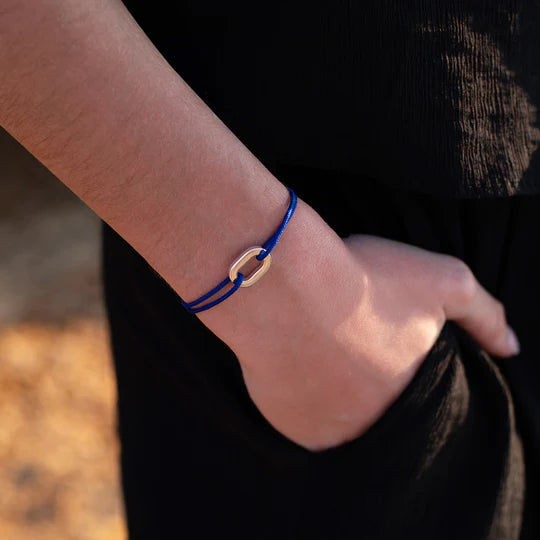 maillon plat argent 16 mm bleu