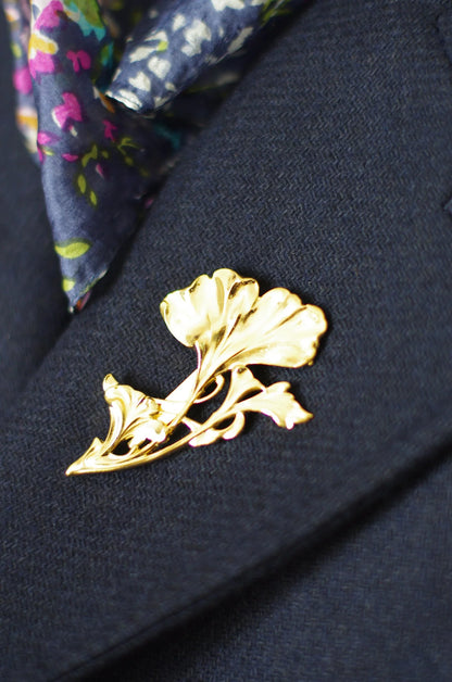 broche doree Gingko-Gm