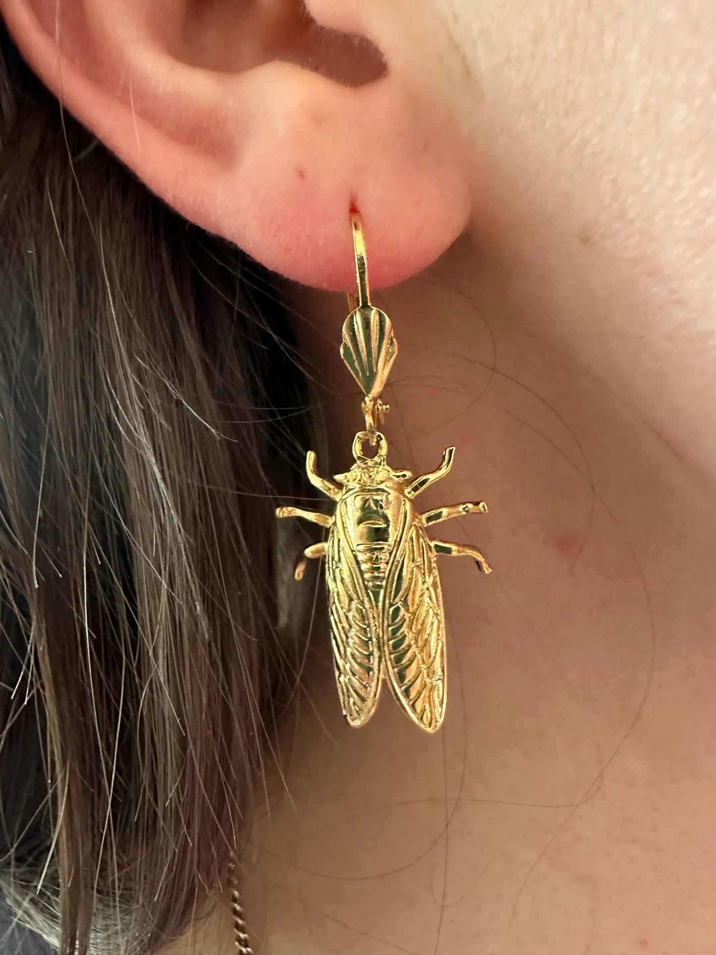 boucles d'oreilles dorées cicada PM