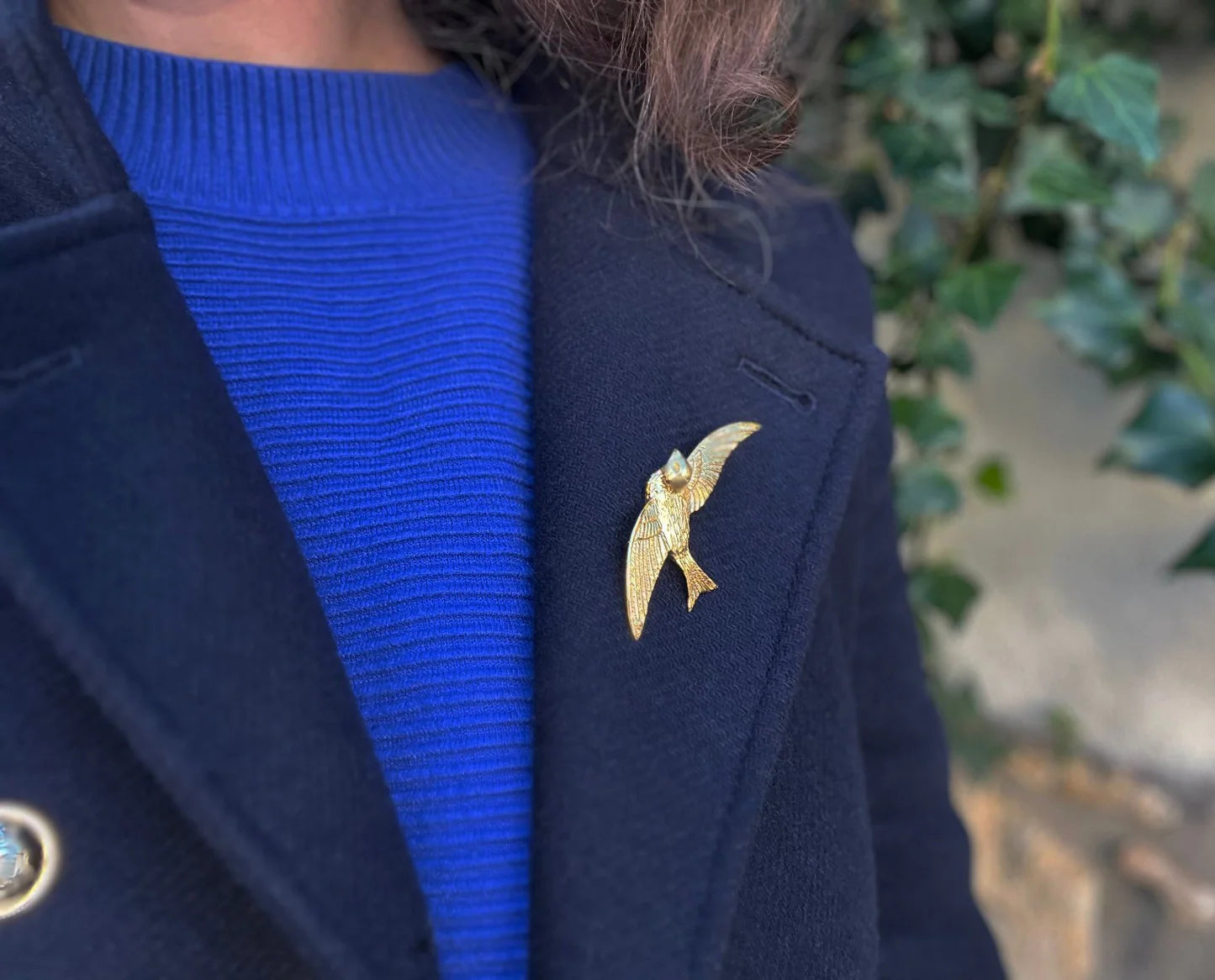 broche doree Bird