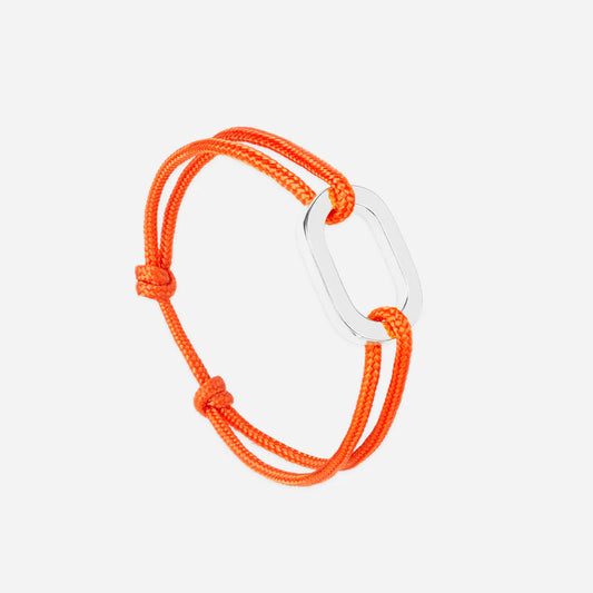 maillon plat argenté 22 millimetres orange fluo