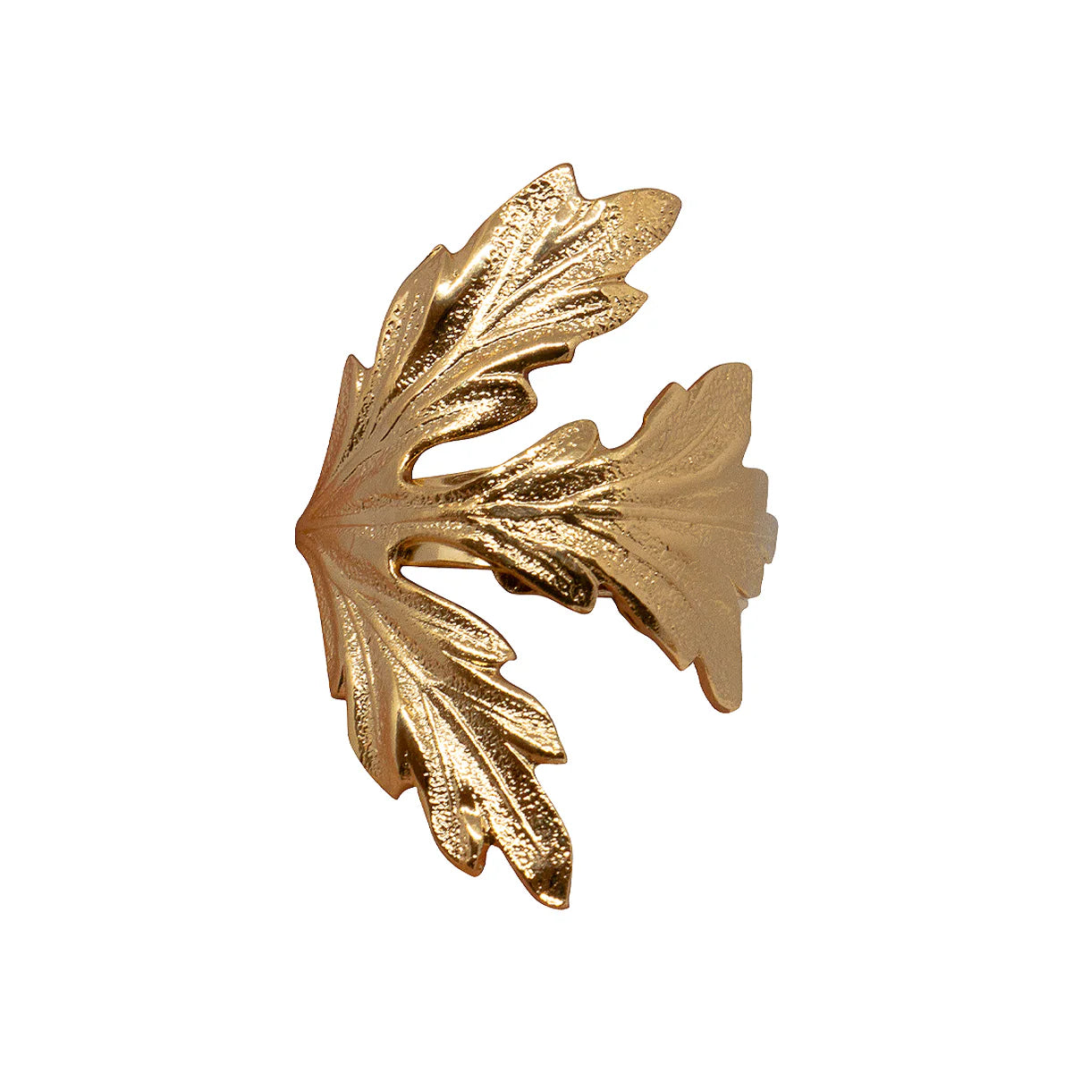 bague dorée feuille d'erable