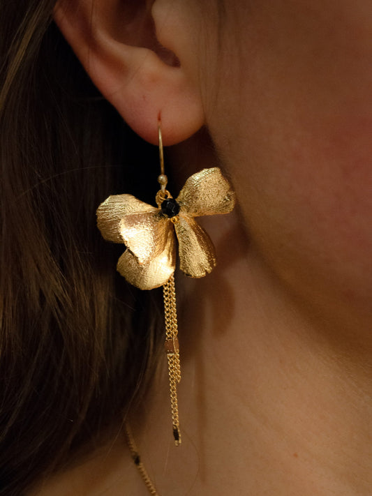 boucles d'oreilles dorées pansy