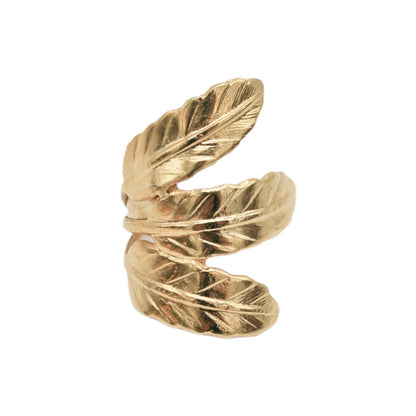 bague dorée 3 feuilles