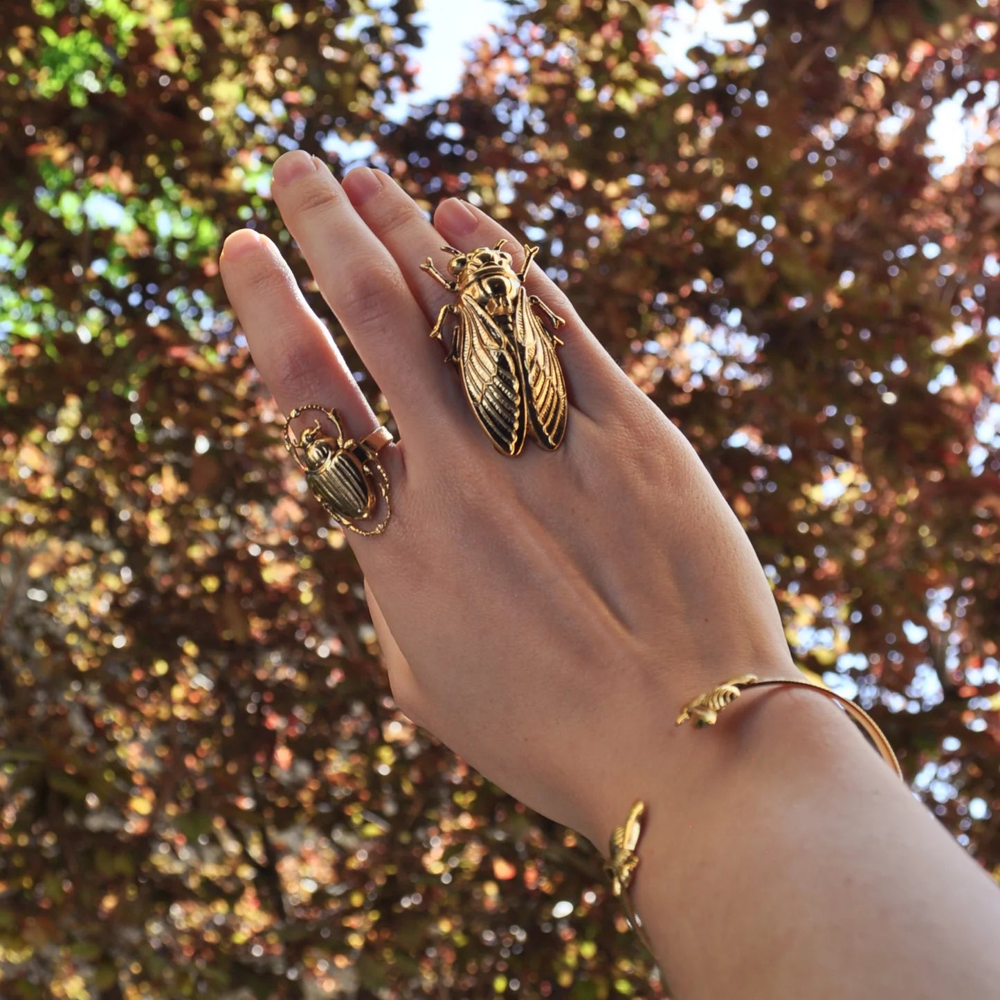 bague dorée cigale GM