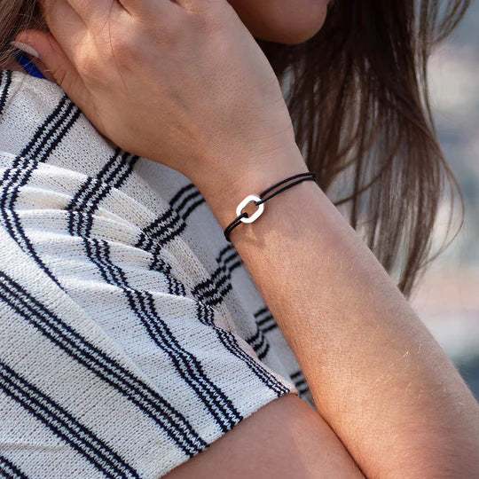 maillon plat argent 16 mm noir