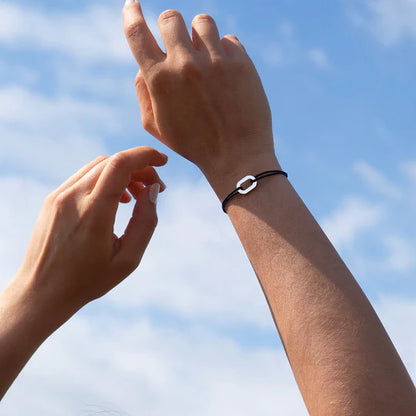 maillon plat argent 16 mm noir