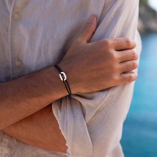 maillon plat argent 16 mm noir