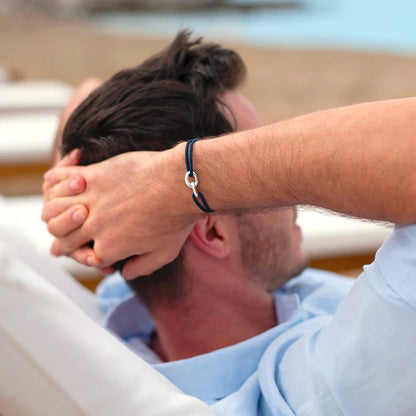 double maillon argent 22 mm bleu marine