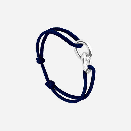 double maillon argent 22 mm bleu marine