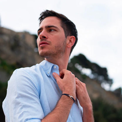 double maillon argent 22 mm bleu marine