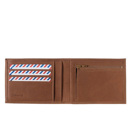 Portefeuilles Arthur en cuir vintage couleur terre brunie, Larmorie, vue 2