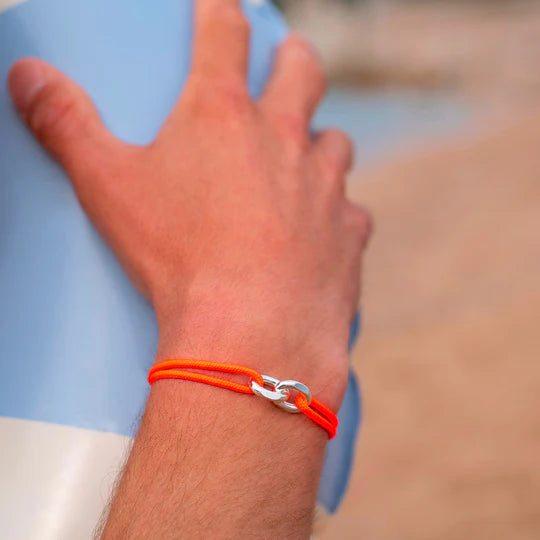 double maillon argent 22 mm orange fluo