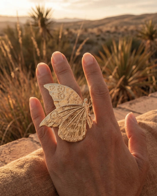 bague dorée papillon GM
