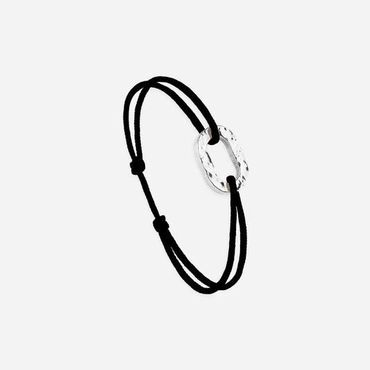 maillon argent martelé 16 mm noir
