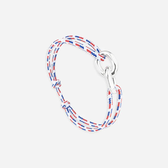 double maillon argent 22 mm  bleu blanc rouge