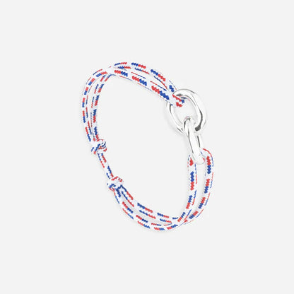 double maillon argent 22 mm  bleu blanc rouge