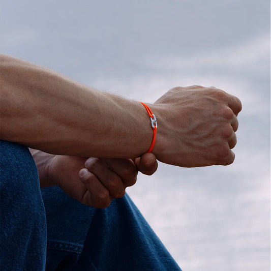 double maillon argent orange fluo
