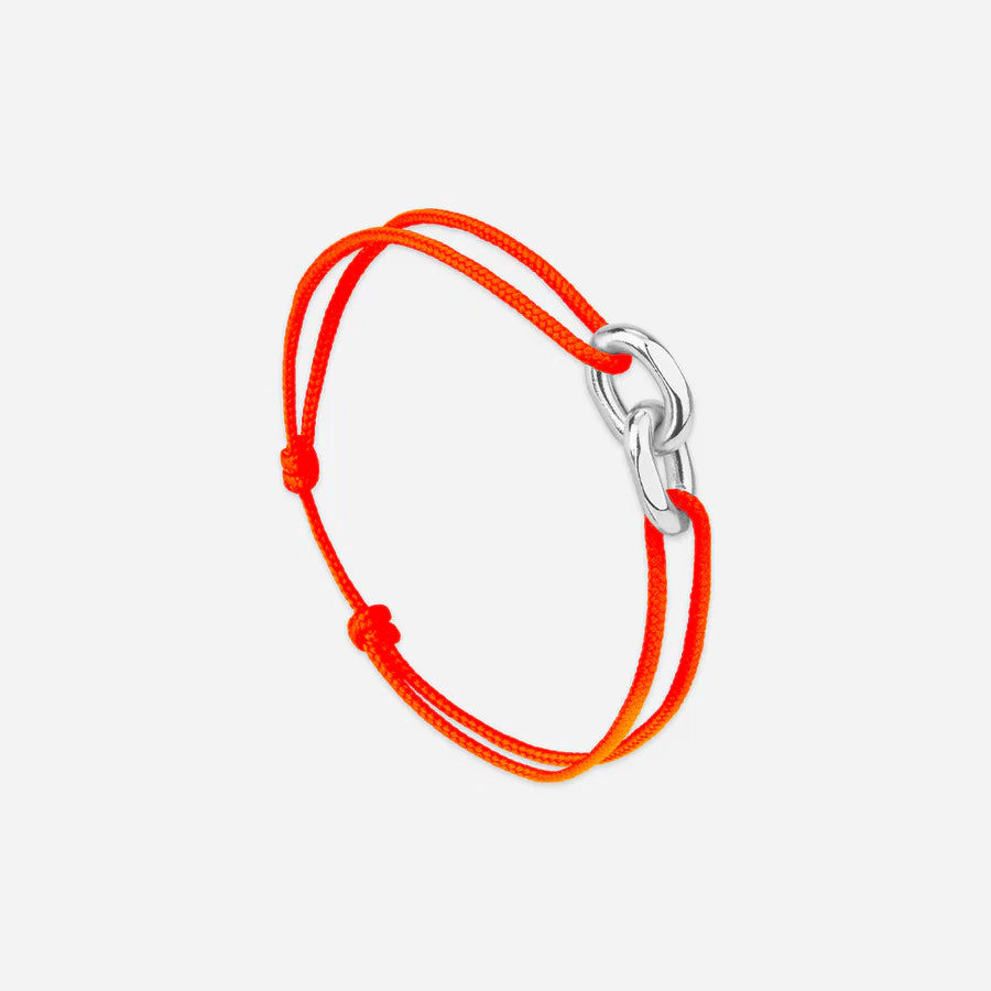 double maillon argent orange fluo