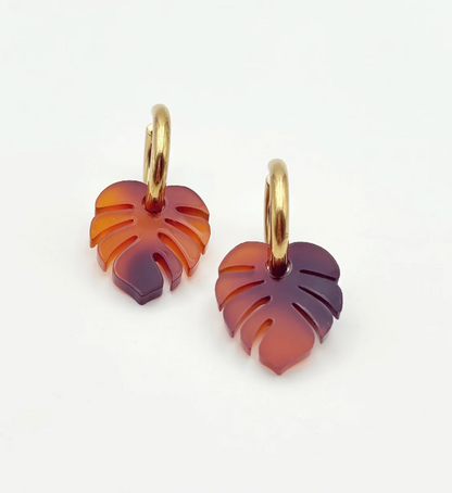 boucles d'oreilles créoles monstera