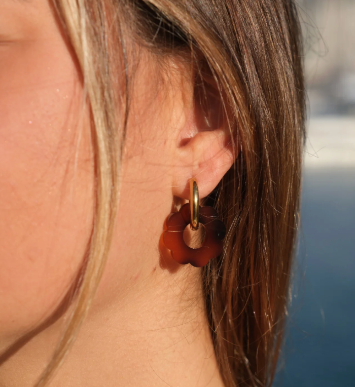 boucles d'oreilles créoles fleurs