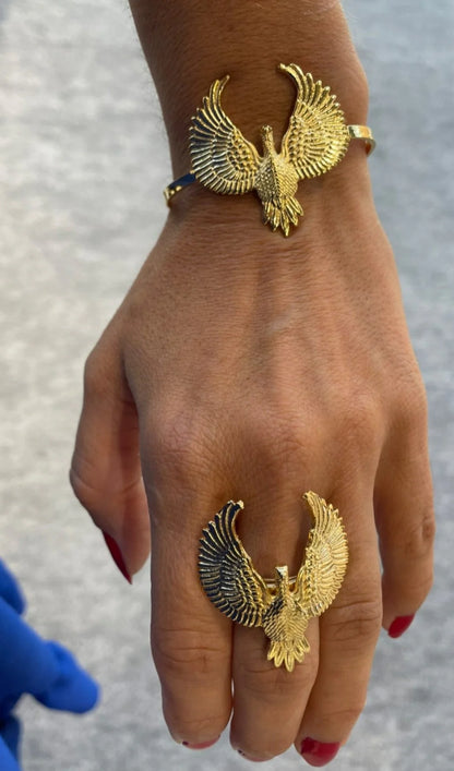 bague doree aigle