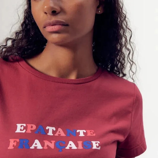 Tee-Shirt Palmyre "Epatante Française" bordeaux, La Gentle Factory, vue 1