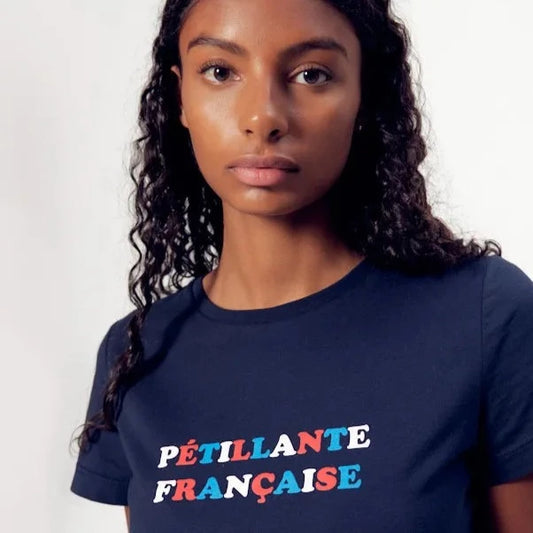 Tee-Shirt Palmyre "Pétillante Française" bleu, La Gentle Factory, vue 1