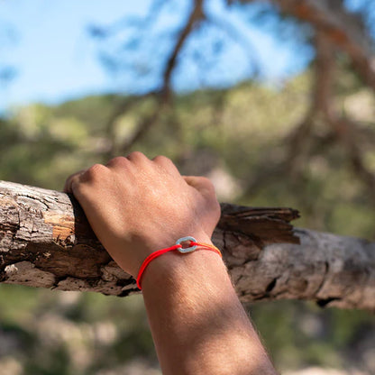 maillon plat argent 16 mm orange fluo